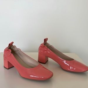 Everlane Day Heel in light coral patent leather
